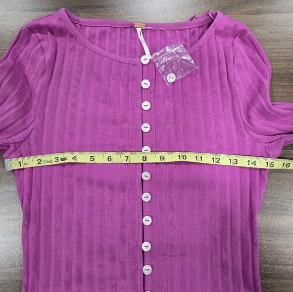 Free People Tilly Long Sleeve Button-Up Ribbed Cardigan Top Size S - Picture 4 of 10